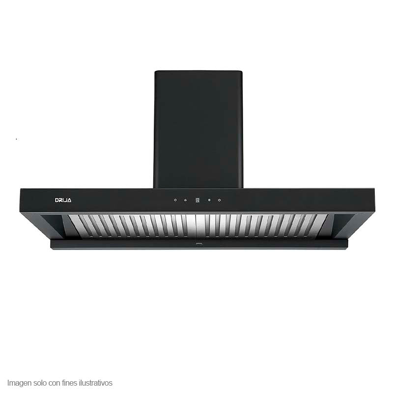 Extractor de grasa Pirámide 90 Black Drija de 89.5cm, 2 chimeneas iluminación LED panel táctil