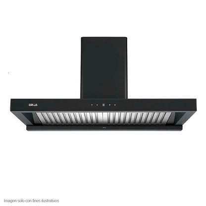 Extractor de grasa Pirámide 90 Black Drija de 89.5cm, 2 chimeneas iluminación LED panel táctil