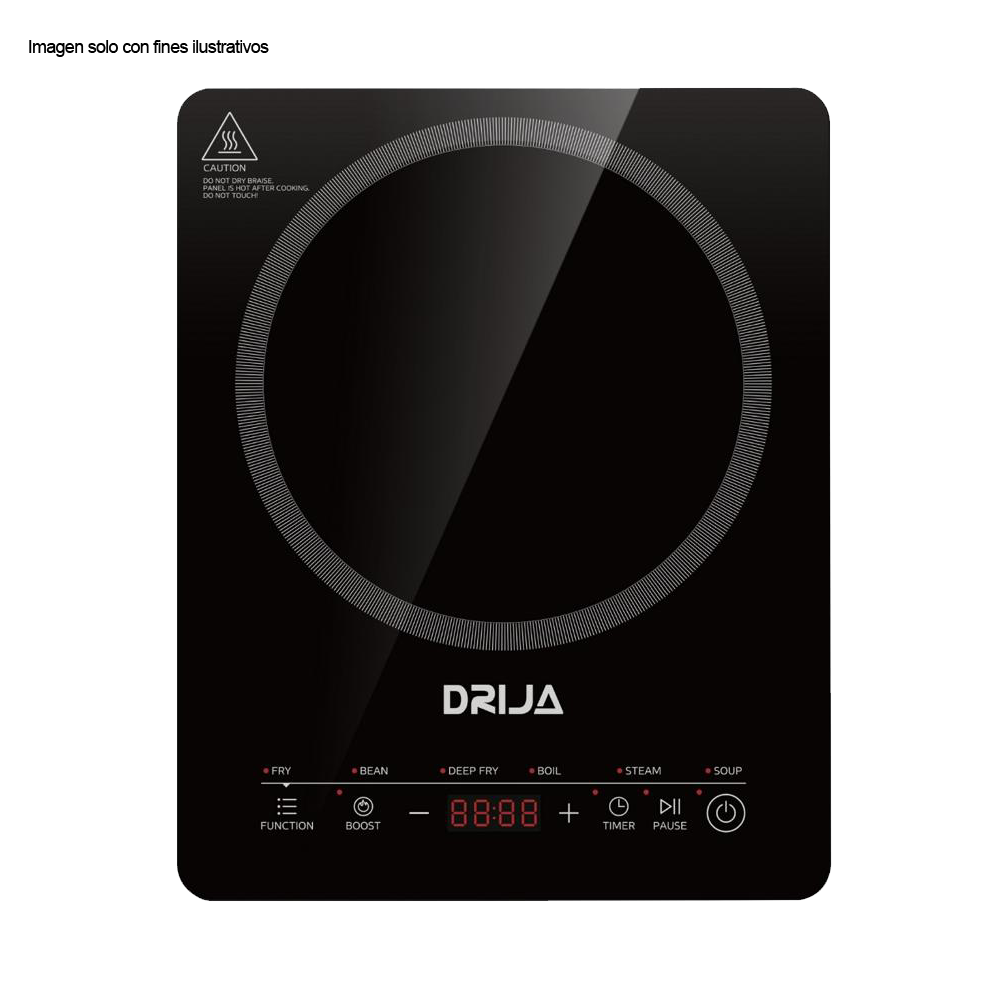 Estufa de inducción Múnich 28 Vitrocerámica negra control digital diseño compacto
