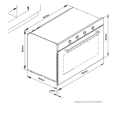Horno empotrable 90 Gas Grill NORTEAMERICA 90 Drija,  Dual true convección, capacidad 135 litros