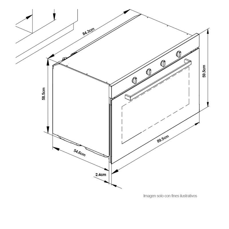Horno empotrable 90 Gas Grill NORTEAMERICA 90 Drija,  Dual true convección, capacidad 135 litros