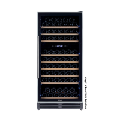 Vinera empotrable DOLCE 110 Drija, capacidad de 110 botellas, diseño versátil y elegante, control táctil (pantalla LED) sistema de enfriamiento dual, puerta reversible, 115V-60Hz