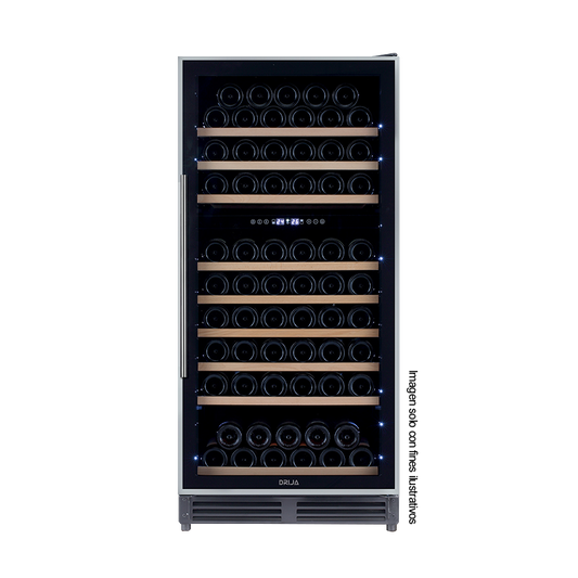 Vinera empotrable DOLCE 110 Drija, capacidad de 110 botellas, diseño versátil y elegante, control táctil (pantalla LED) sistema de enfriamiento dual, puerta reversible, 115V-60Hz