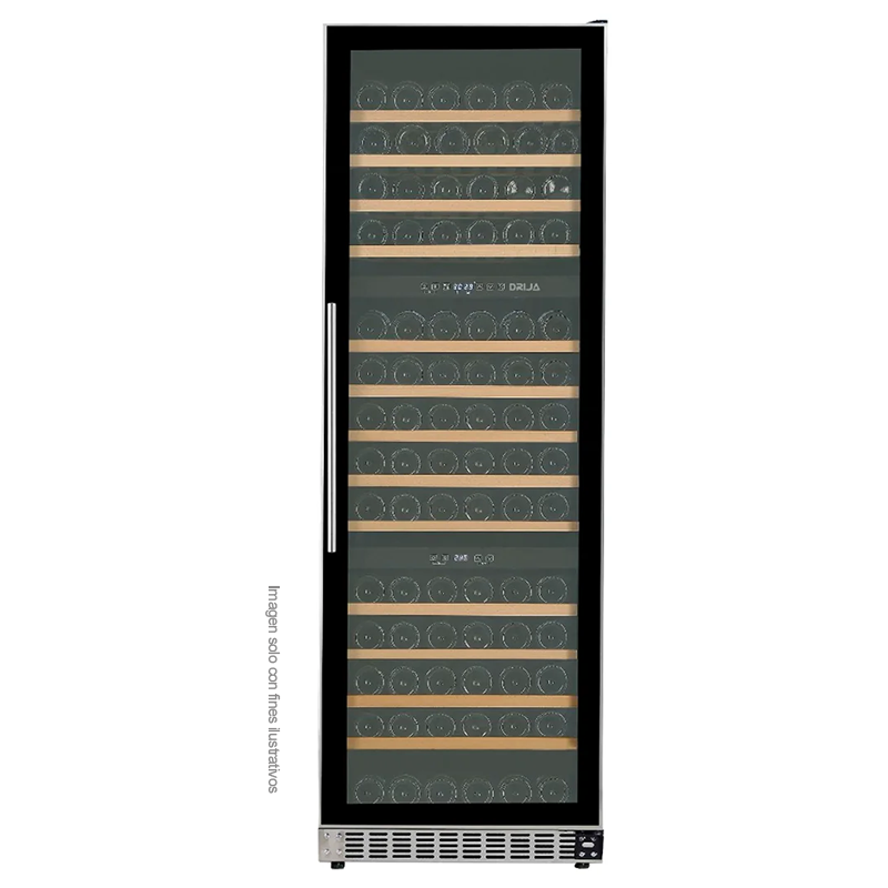Vinera empotrable Lambrusco 160 Drija Capacidad 14.19pc, para 160 botellas, control pantalla digital táctil, compresor inverter, marco de acero inox.