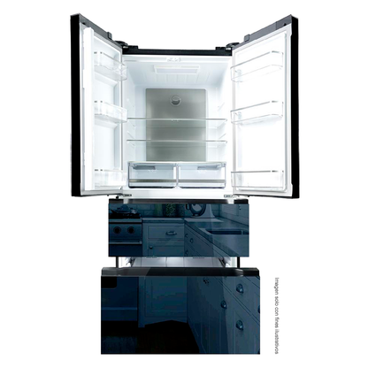 Refrigerador y congelador 18pc Mirror-18D4P Drija, 4 puertas espejo azul estilo frances, tecnología inverter