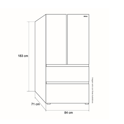 Refrigerador y congelador 18pc Mirror-18D4P Drija, 4 puertas espejo azul estilo frances, tecnología inverter