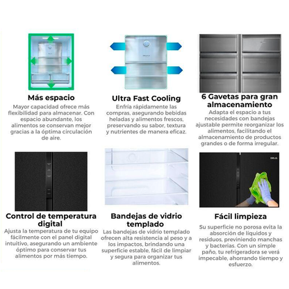 Refrigeradora y congelador Drija BLACK-23, 23pc Drija, puertas acabado vidrio templado | espejo negro