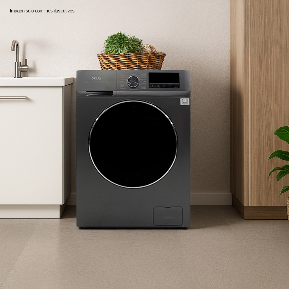 Lavadora - secadora 2 en 1, 16kg modelo LAVASCIUGA 1609  Drija, color gris oscuro, 16 programas.