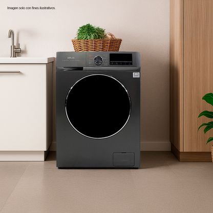 Lavadora - secadora 2 en 1, 16kg modelo LAVASCIUGA 1609  Drija, color gris oscuro, 16 programas.