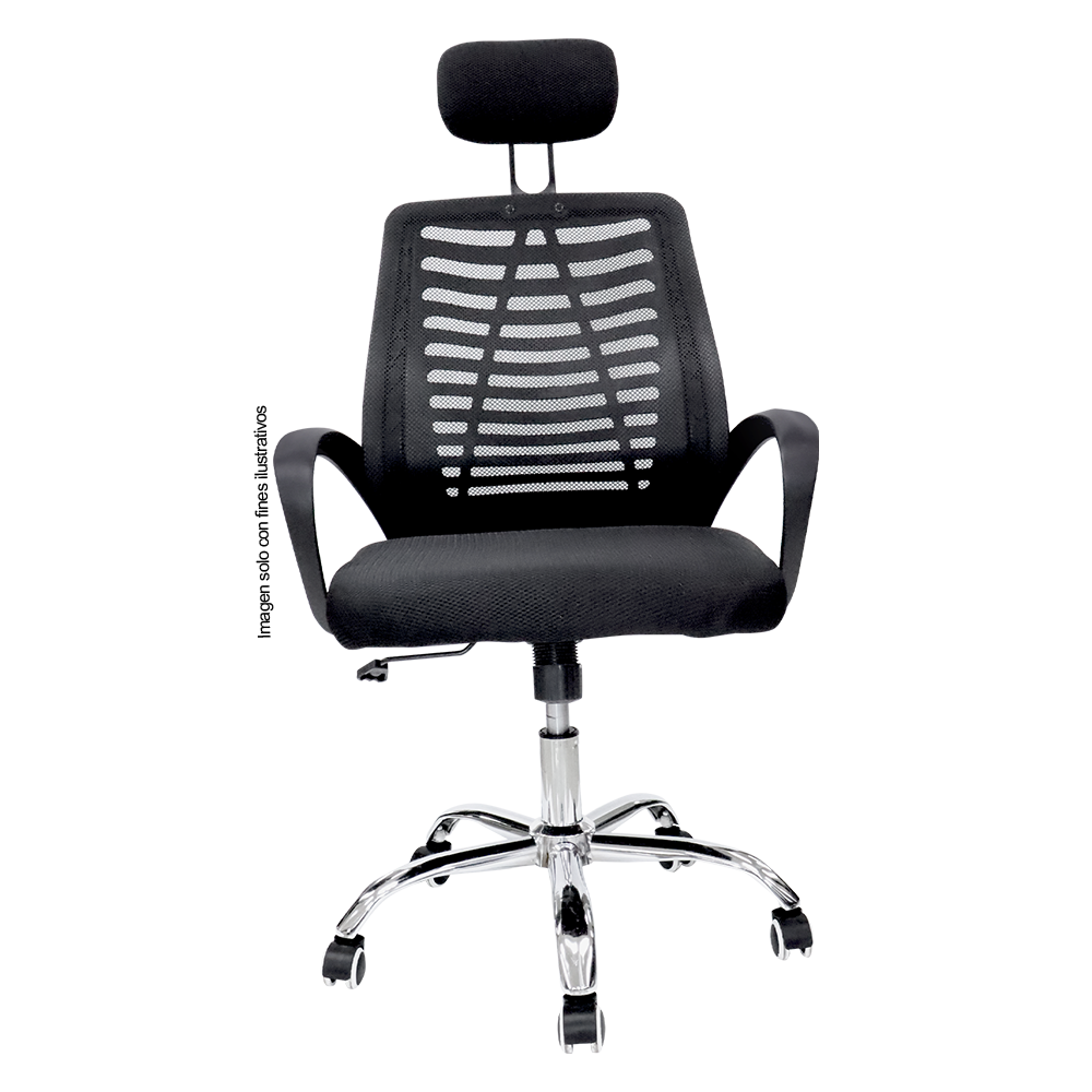 Silla de oficina 853-ERGON color negro base de metal cromado.