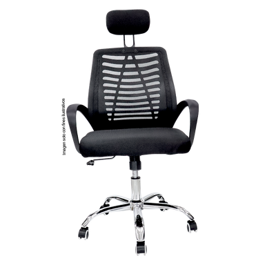 Silla de oficina 853-ERGON color negro base de metal cromado.