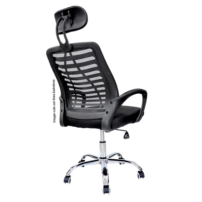 Silla de oficina 853-ERGON color negro base de metal cromado.