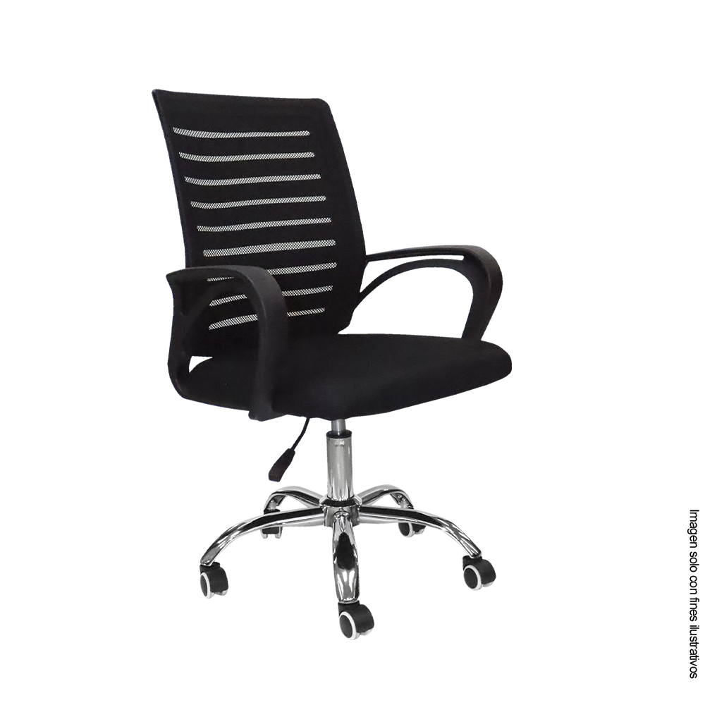 Silla para oficina 853-MODERNN color negro y base plateada.