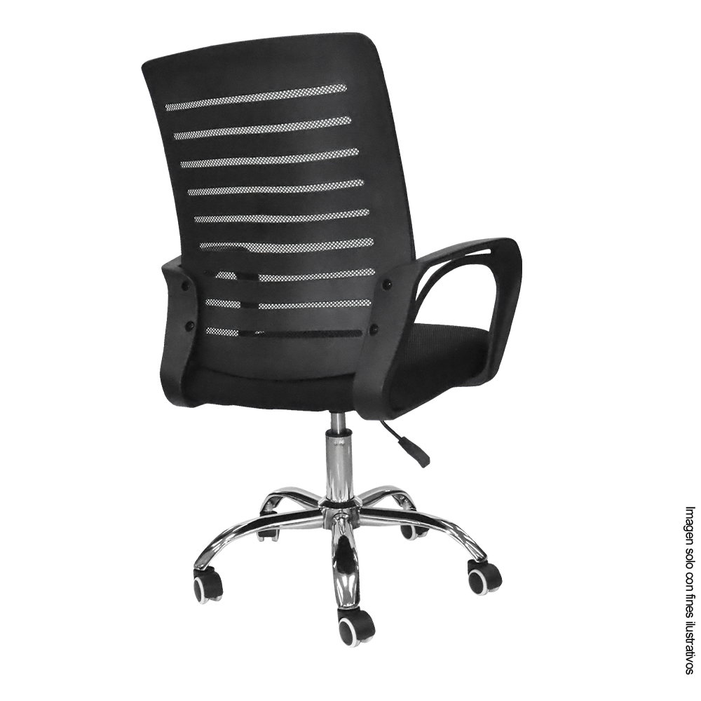 Silla para oficina 853-MODERNN color negro y base plateada.