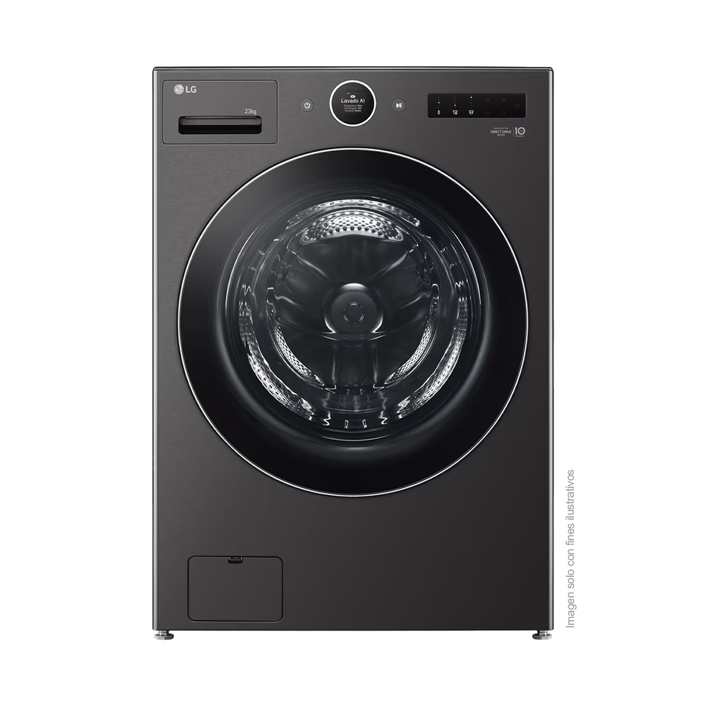 Lavadora de 23kg WM23BFXS6 LG, carga frontal, TurboWash360, acabado de acero negro
