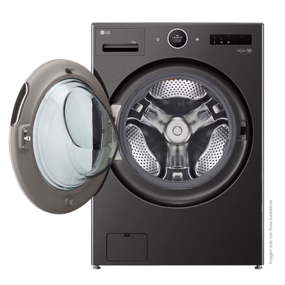 Lavadora de 23kg WM23BFXS6 LG, carga frontal, TurboWash360, acabado de acero negro