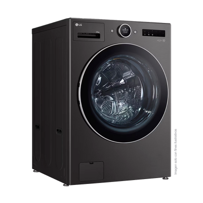 Lavadora de 23kg WM23BFXS6 LG, carga frontal, TurboWash360, acabado de acero negro