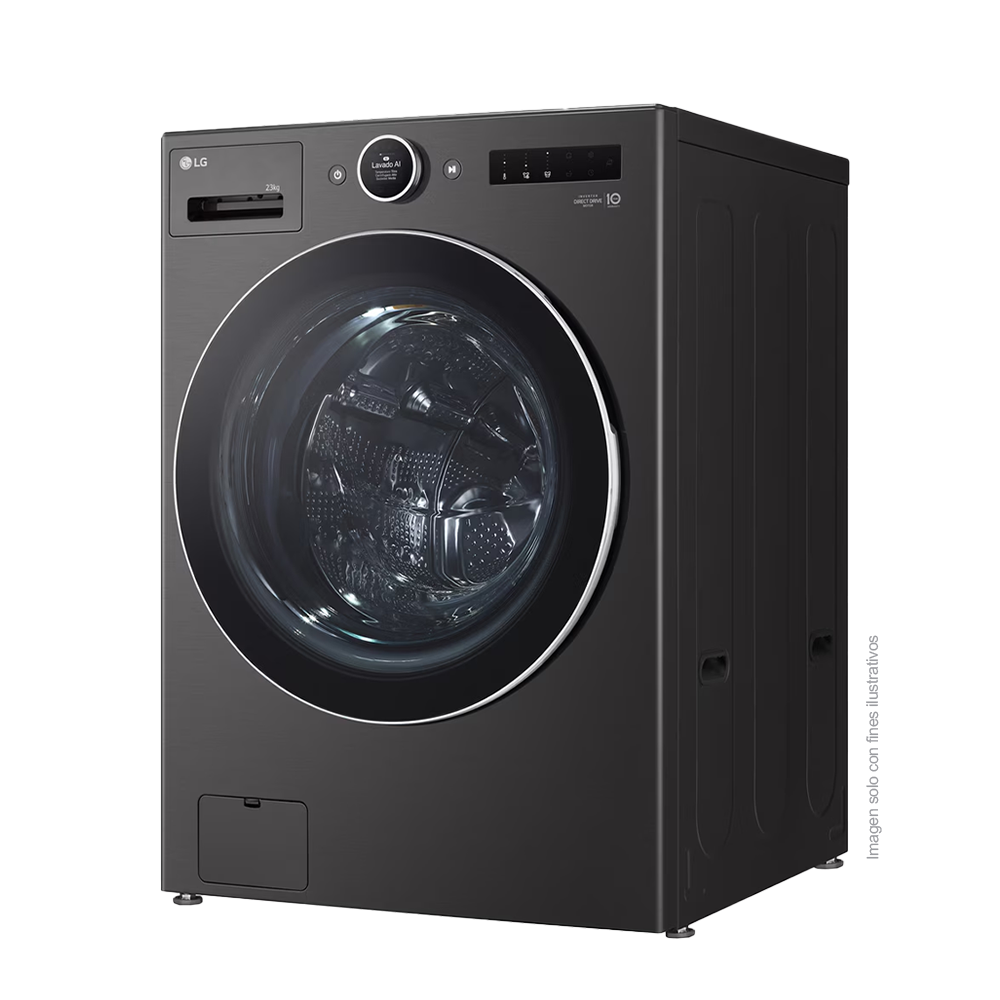 Lavadora de 23kg WM23BFXS6 LG, carga frontal, TurboWash360, acabado de acero negro