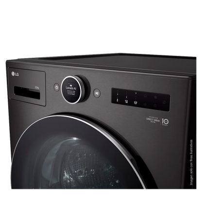 Lavadora de 23kg WM23BFXS6 LG, carga frontal, TurboWash360, acabado de acero negro