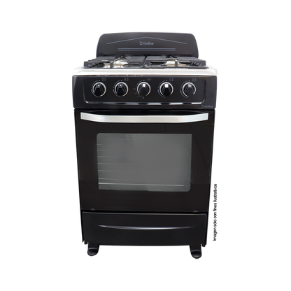 Estufa a gas de 24" HLGR600 Hotline 4 quemadores, mesa de acero inoxidable, color negro