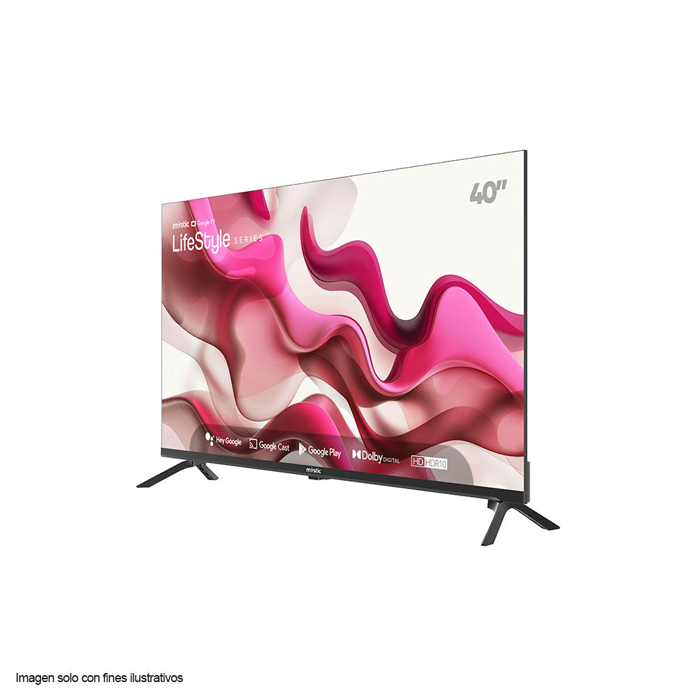 Televisor LED 40" MY-SG40109T Mystic serie LifeStyle, con asistente de voz Hey Google, HD HDR10, Dolby Digital, Google Play Store y Bluetooth