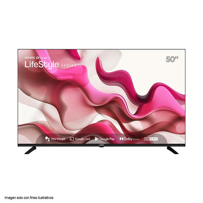Televisor 50" LED MY-SG50109T Mystic, con asistente de voz Hey Google, 4K HDR10, Dolby Digital, Google Play Store y Bluetooth.