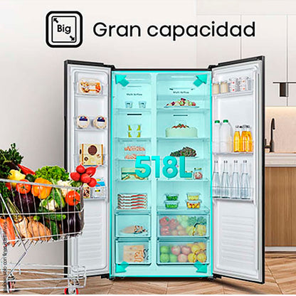 Refrigeradora 18pc Side By Side RS19N6ABI Hisense inverter, color negro