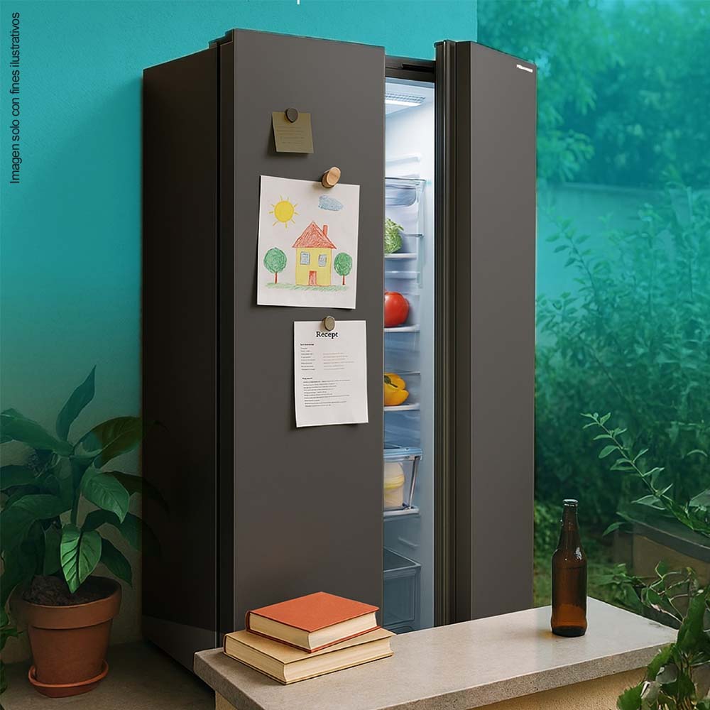 Refrigeradora 18pc Side By Side RS19N6ABI Hisense inverter, color negro