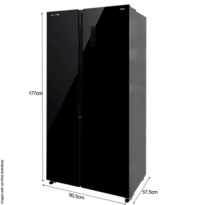 Refrigeradora 15.62pc RF-NV-SB471LSS Side By Side color negro, compresor inverter