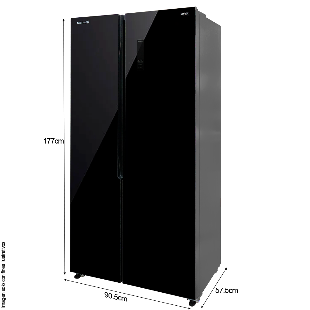 Refrigeradora 15.62pc RF-NV-SB471LSS Side By Side color negro, compresor inverter