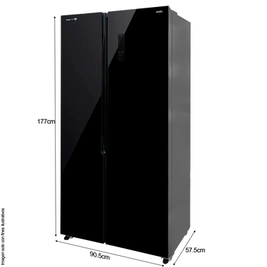 Refrigeradora 15.62pc RF-NV-SB471LSS Side By Side color negro, compresor inverter