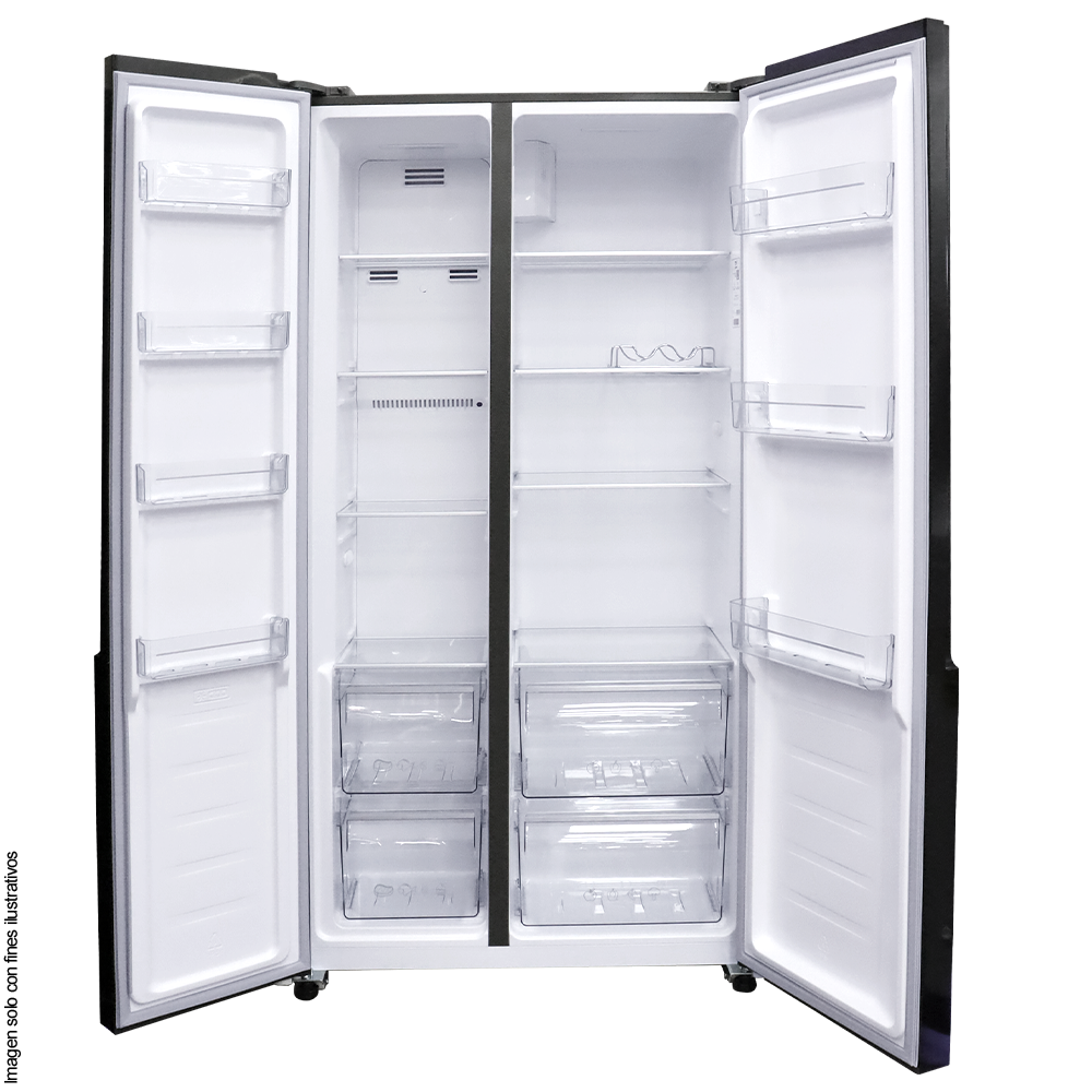 Refrigeradora 15.62pc RF-NV-SB471LSS Side By Side color negro, compresor inverter