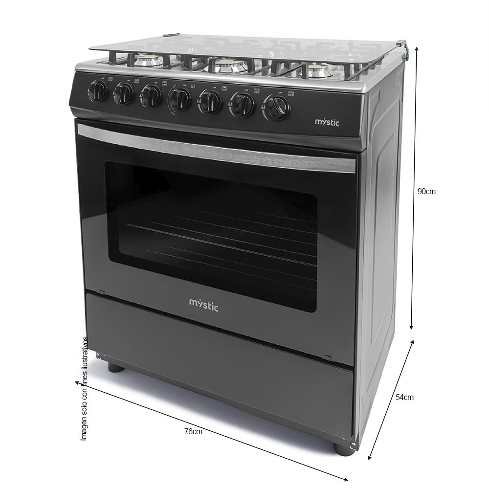 Estufa a gas 30" Agata Plus MY-ST6Q750-PHSC-B, Mystic, 6 quemadores