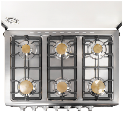 Estufa a gas 30" Agata Plus MY-ST6Q750-PHSC-B, Mystic, 6 quemadores