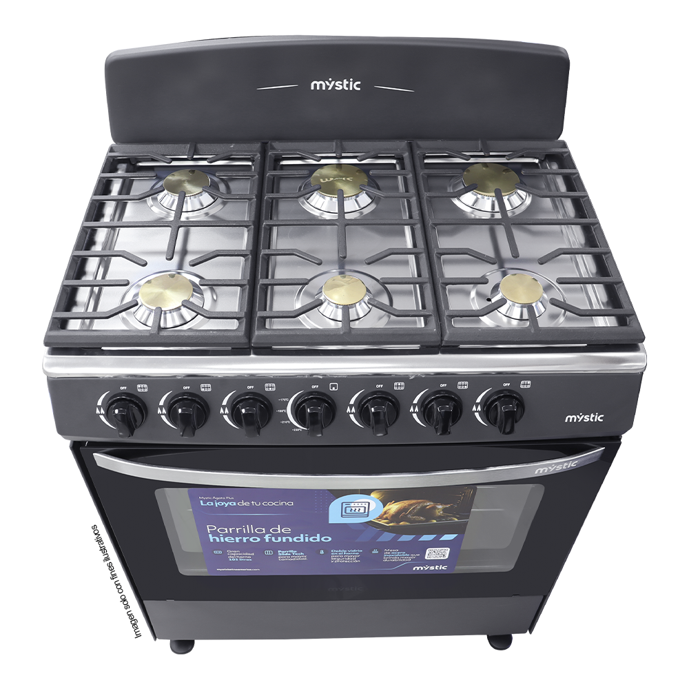 Estufa a gas 30" 6 quemadores AGATA PLUS MY-ST6Q750-PHSC-GY Mystic