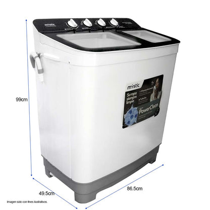 Lavadora semiautomatica12kg, WM-1217S Mystic PowerClean, Turbo Dry, tapa en vidrido templado