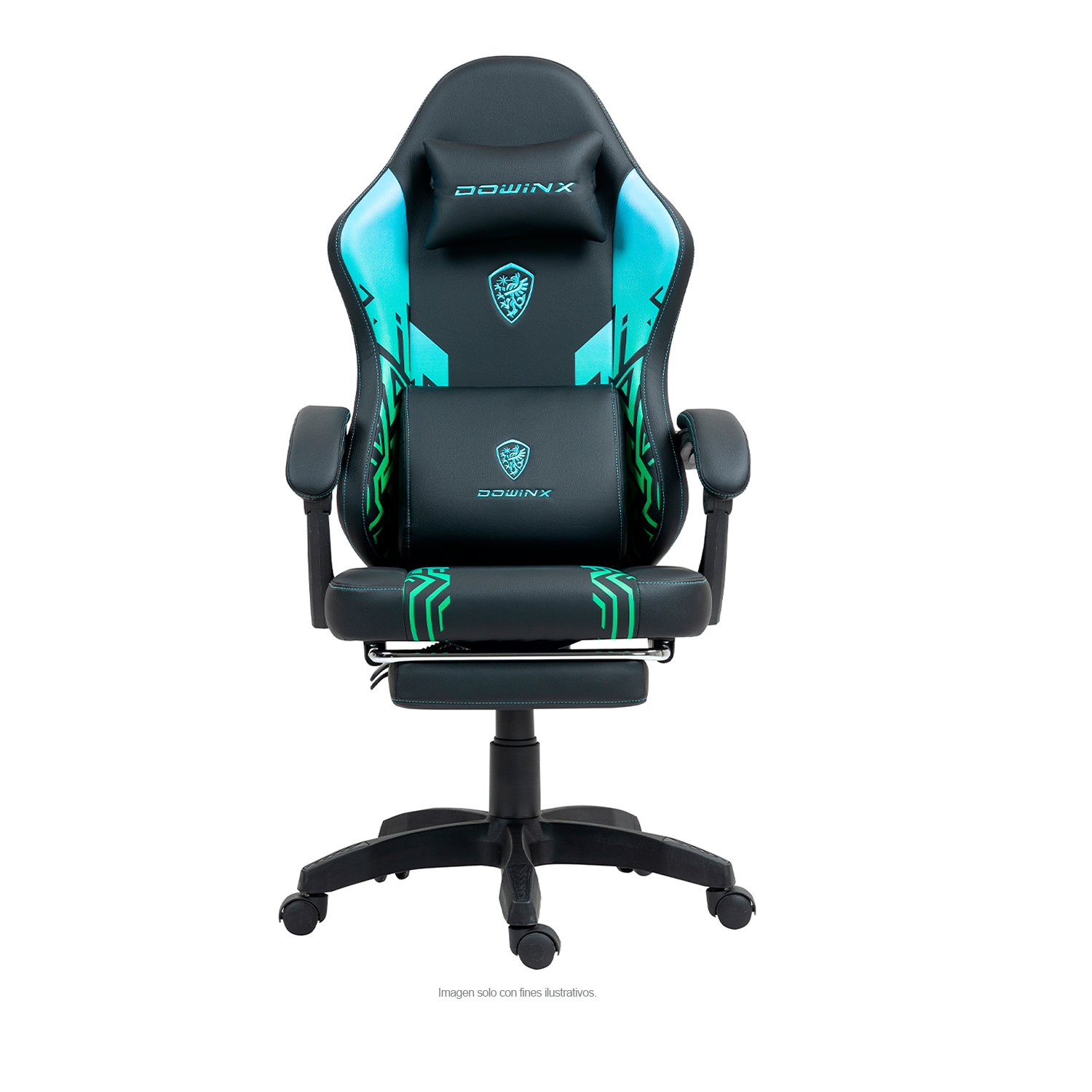 Silla Gaming LS-D1140 con reposapiés, color verde negro