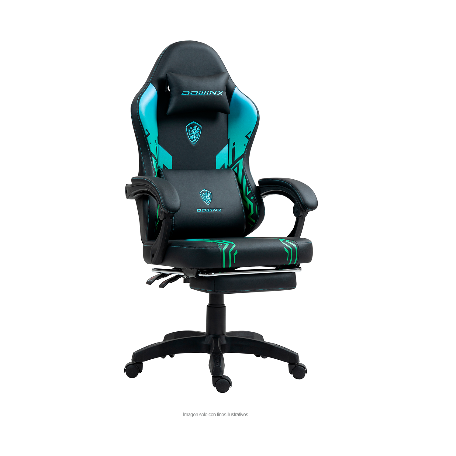Silla Gaming LS-D1140 con reposapiés, color verde negro
