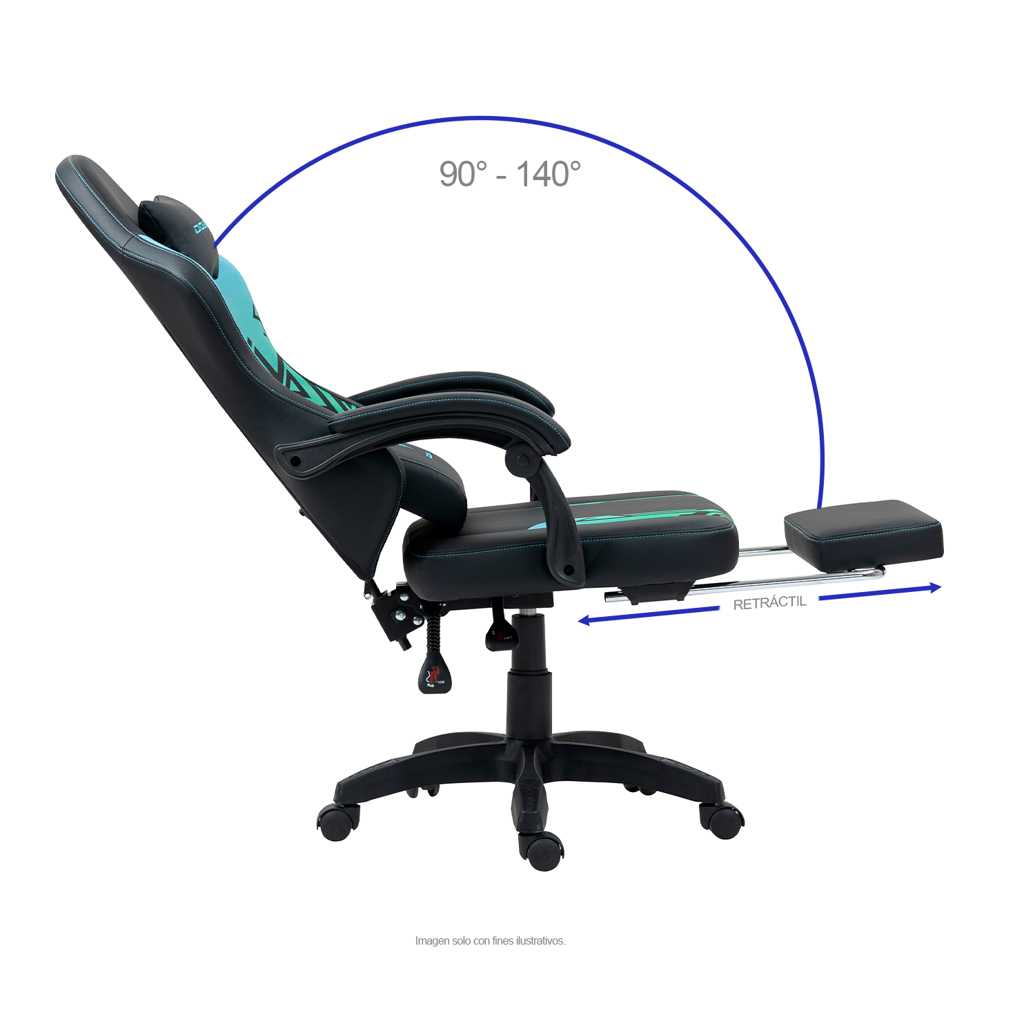 Silla Gaming LS-D1140 con reposapiés, color verde negro
