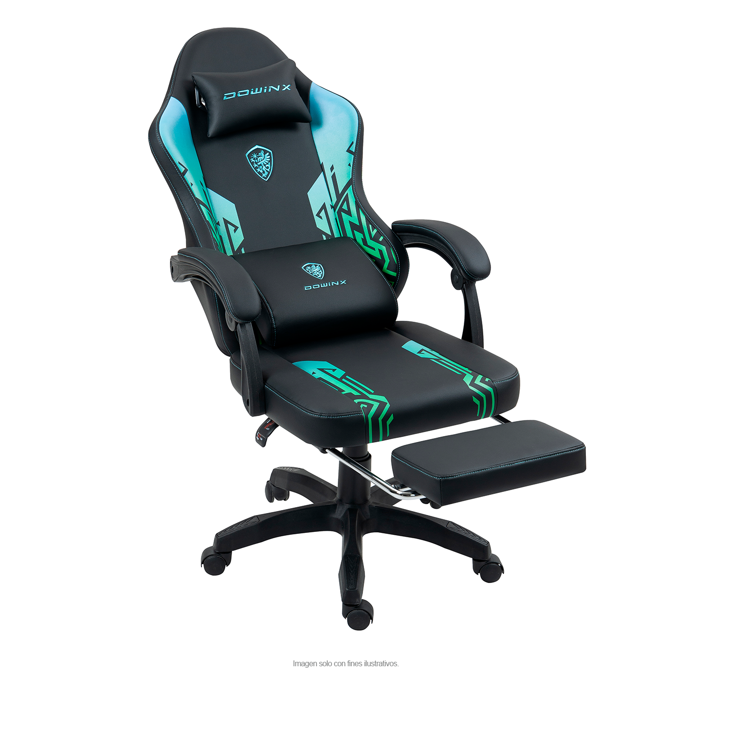 Silla Gaming LS-D1140 con reposapiés, color verde negro
