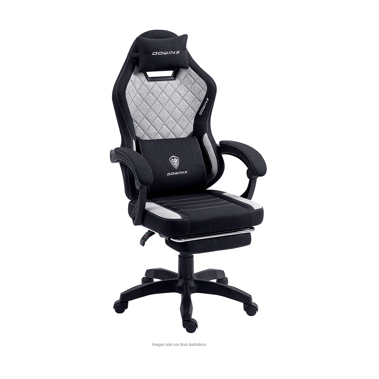 Silla Gaming LS-D1147 con reposapiés, color negro / gris