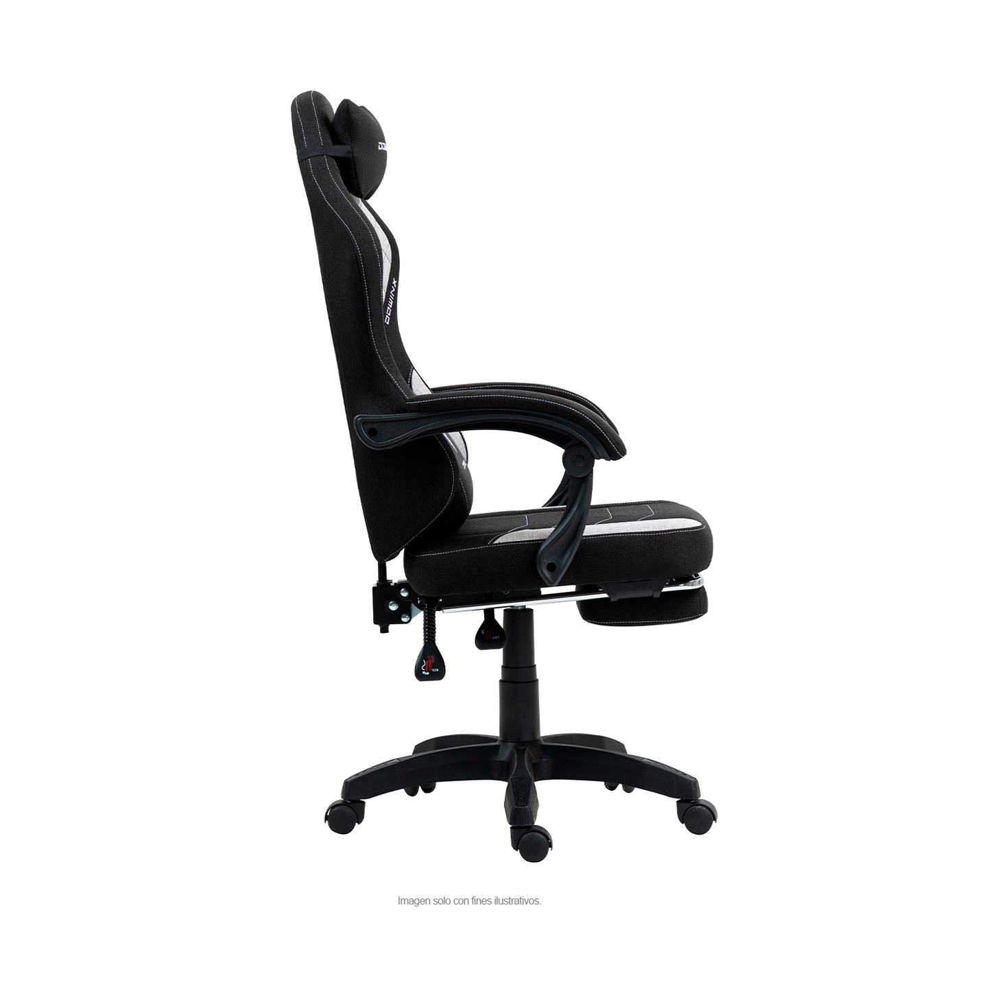 Silla Gaming LS-D1147 con reposapiés, color negro / gris