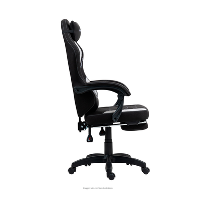 Silla Gaming LS-D1147 con reposapiés, color negro / gris