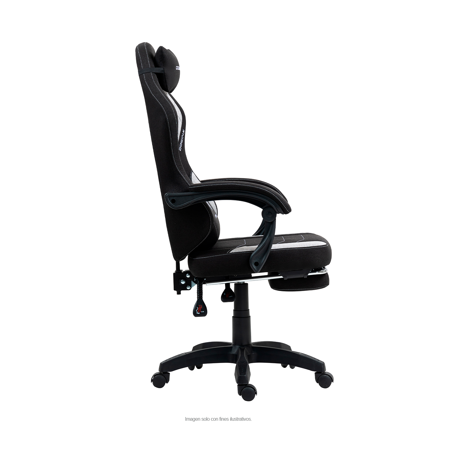 Silla Gaming LS-D1147 con reposapiés, color negro / gris
