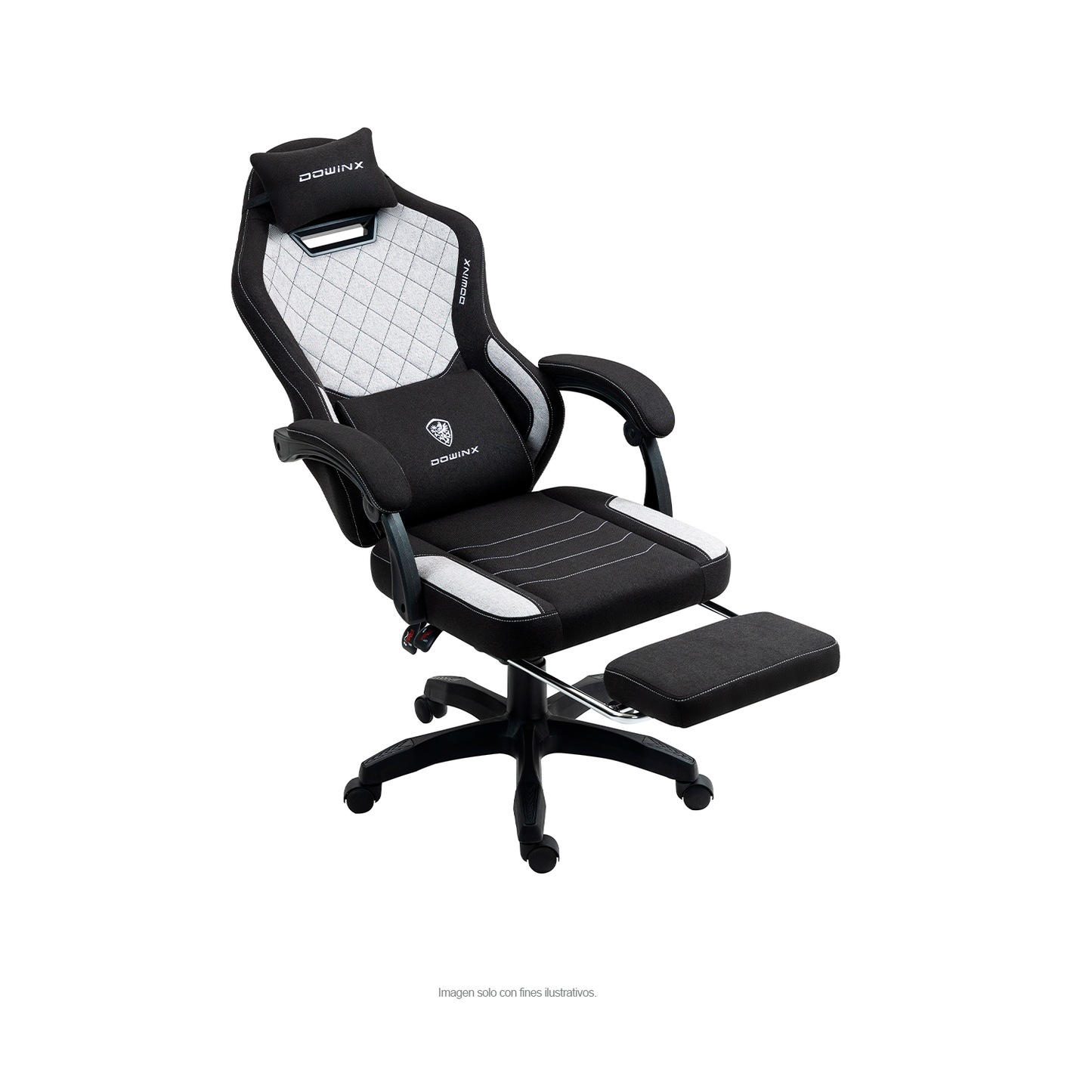 Silla Gaming LS-D1147 con reposapiés, color negro / gris