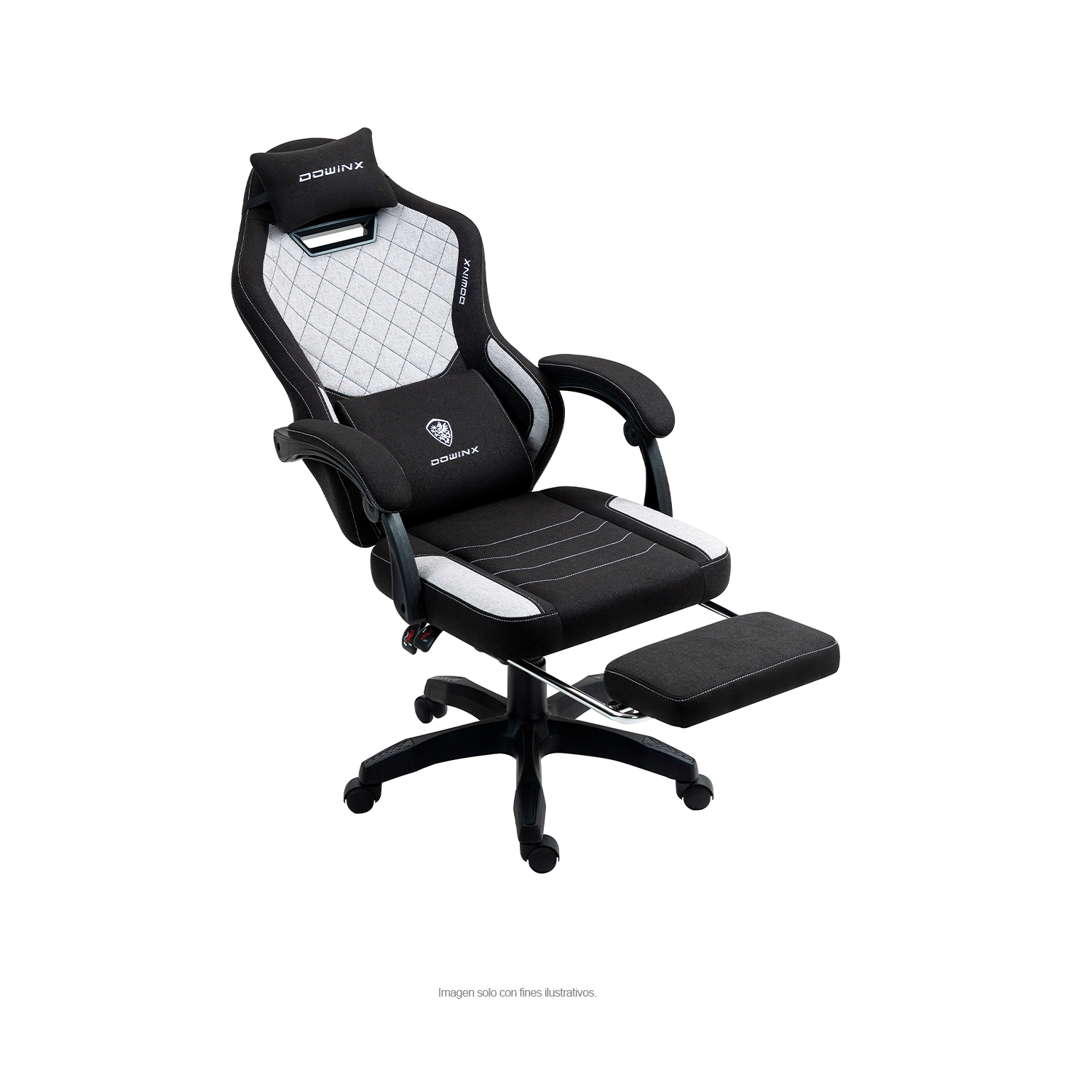 Silla Gaming LS-D1147 con reposapiés, color negro / gris