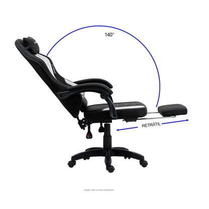 Silla Gaming LS-D1147 con reposapiés, color negro / gris