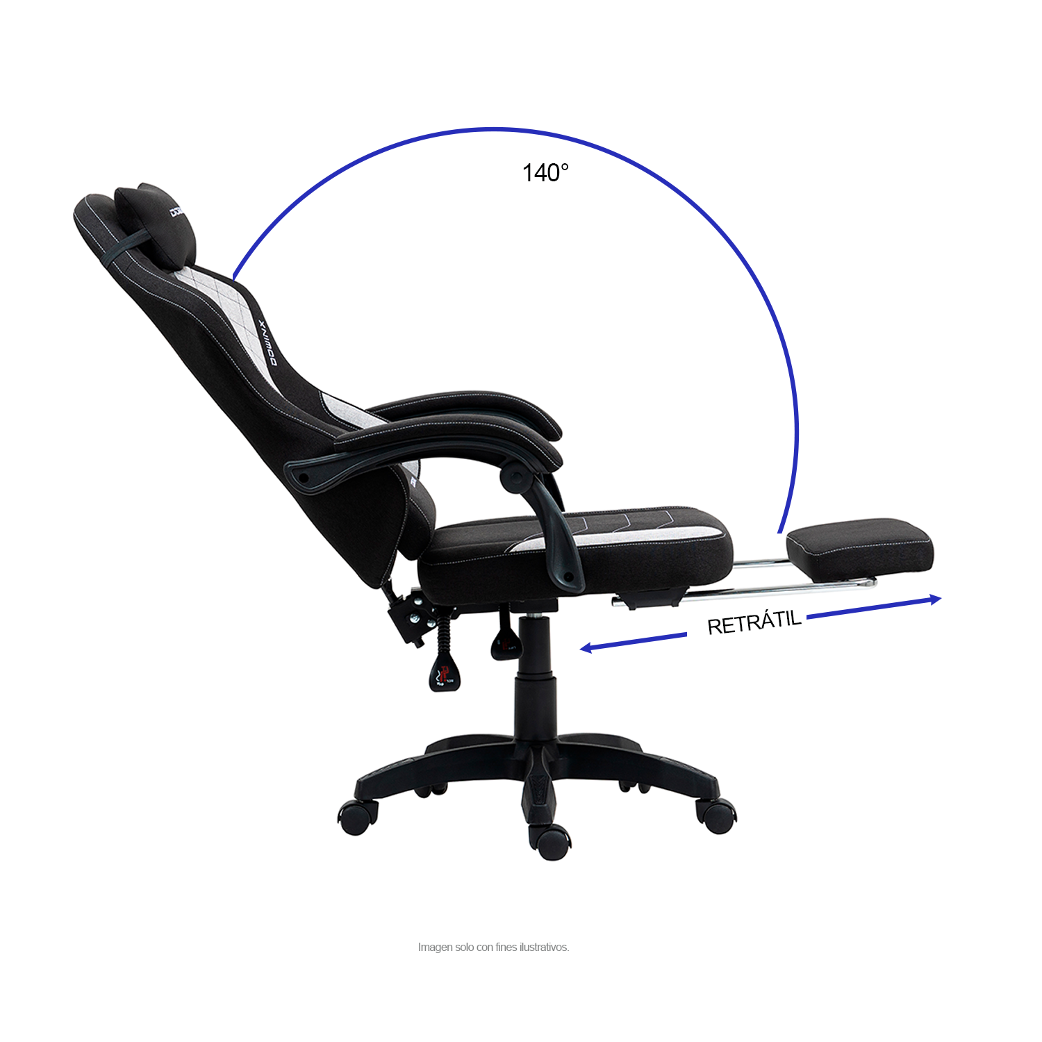 Silla Gaming LS-D1147 con reposapiés, color negro / gris