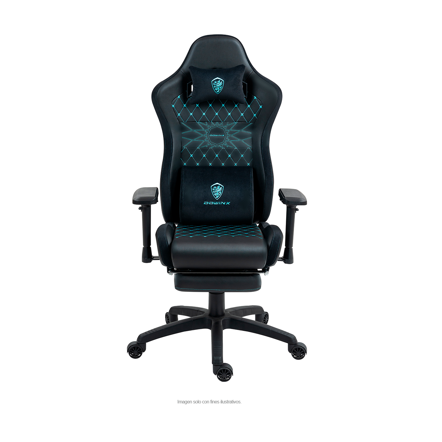 Silla Gaming LS-D1157 color negro detalles en verde, con reposapiés.