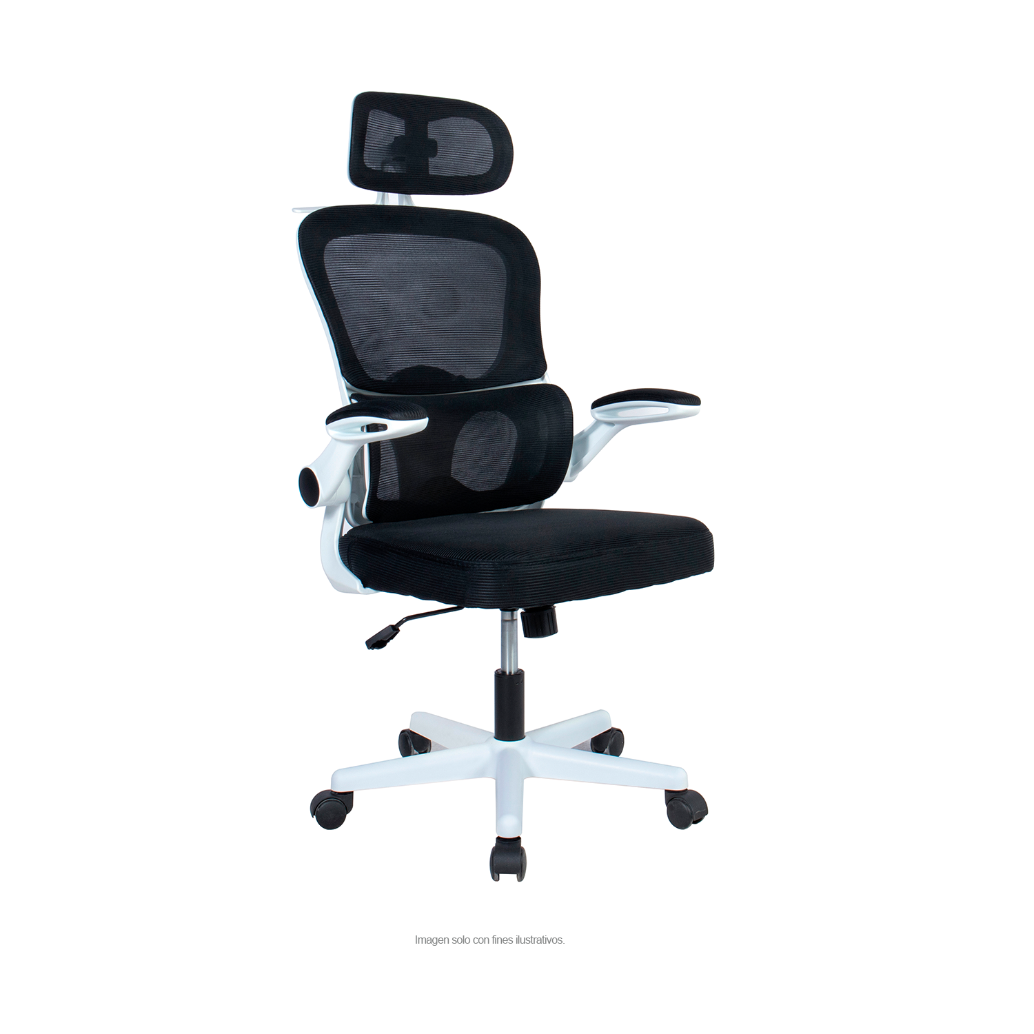 Silla de oficina 925, respaldo de malla, color negro y blanco